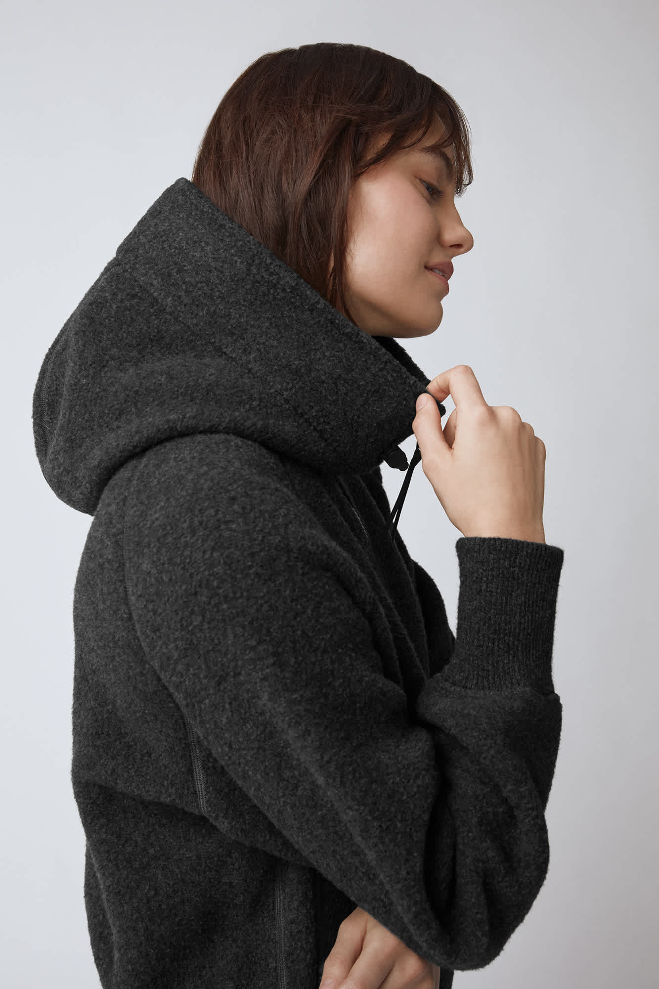 Wool fleece hoodie top