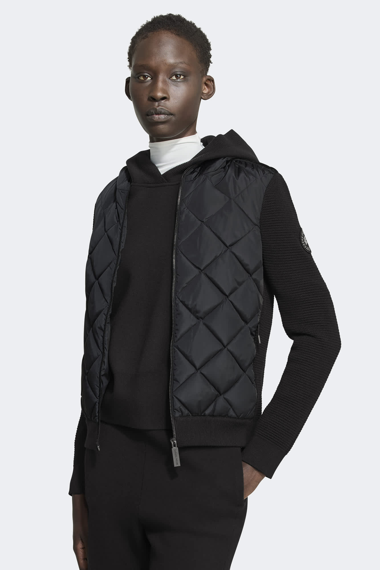 Hybridge quilted knit hoody black label sales