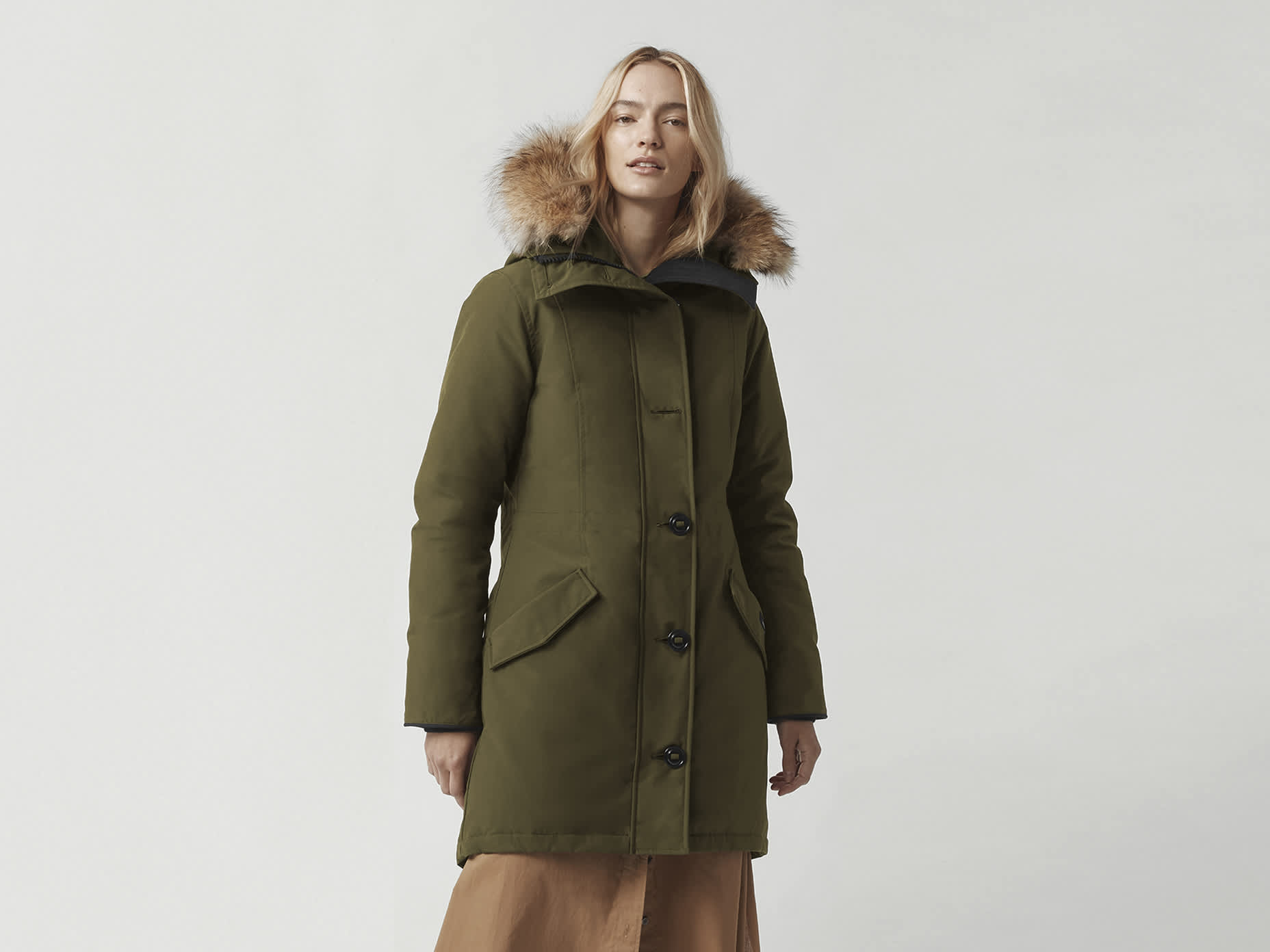 Rossclair genuine coyote fur trim down parka canada goose top