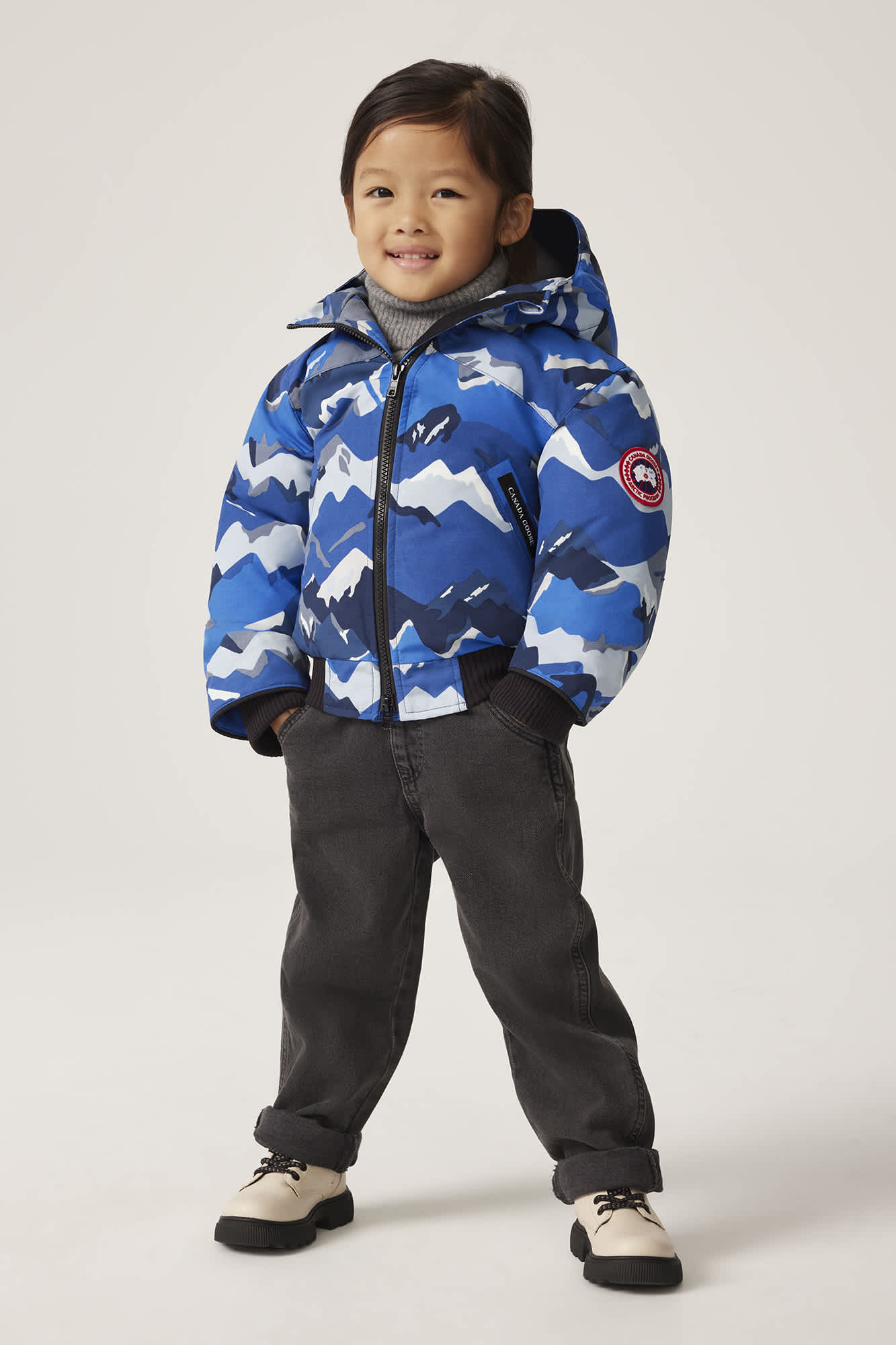 Kids Grizzly Bomber Print Canada Goose