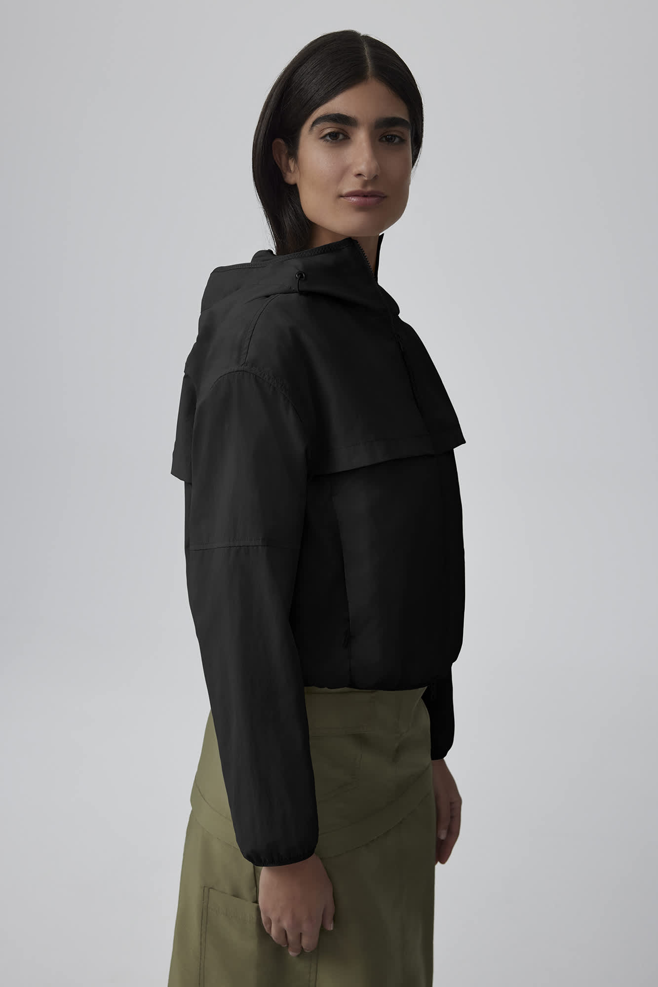 商品画像：Women's Cropped jacket in washed tech fabric | Black | Diesel 1