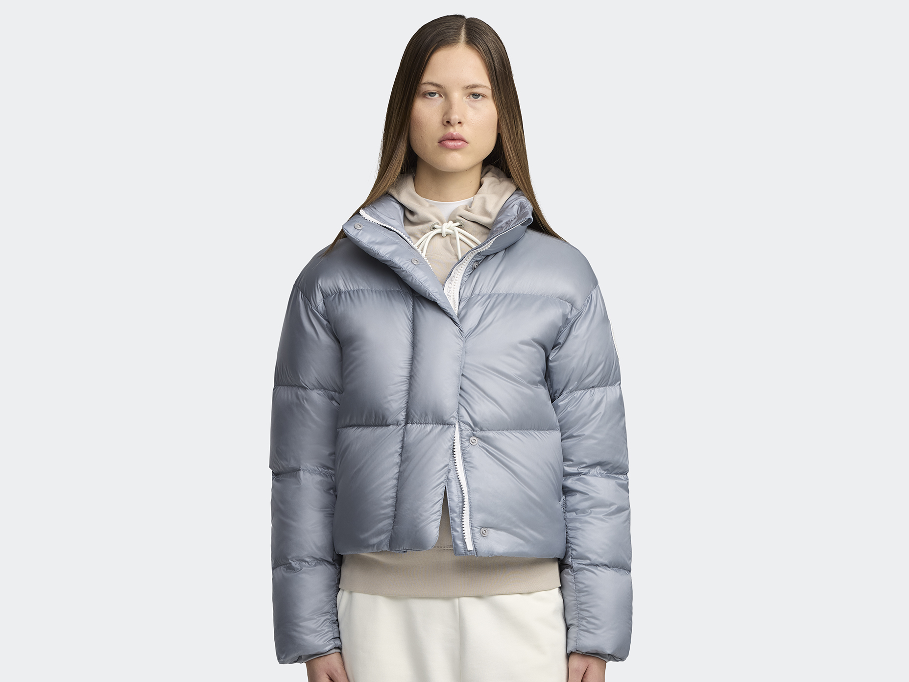 Cypress Cropped Puffer White Label - Light Ozone Blue