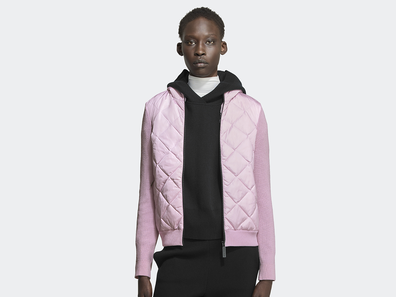 HyBridge® Quilted Knit Hoodie Black Label - Sunset Pink