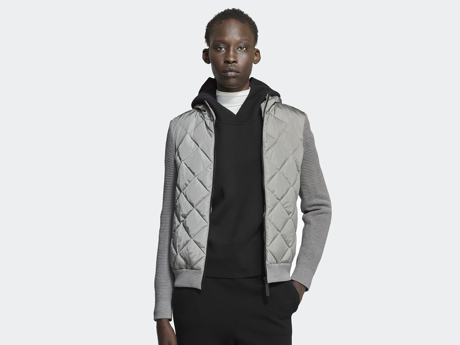 HyBridge® Quilted Knit Hoodie Black Label - Silver Ore