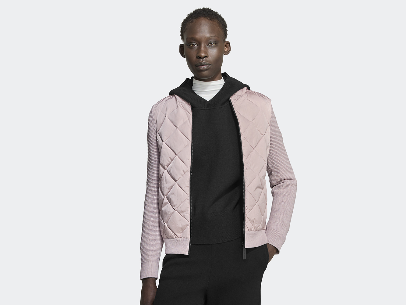 HyBridge® Quilted Knit Hoodie Black Label - Lucent Rose