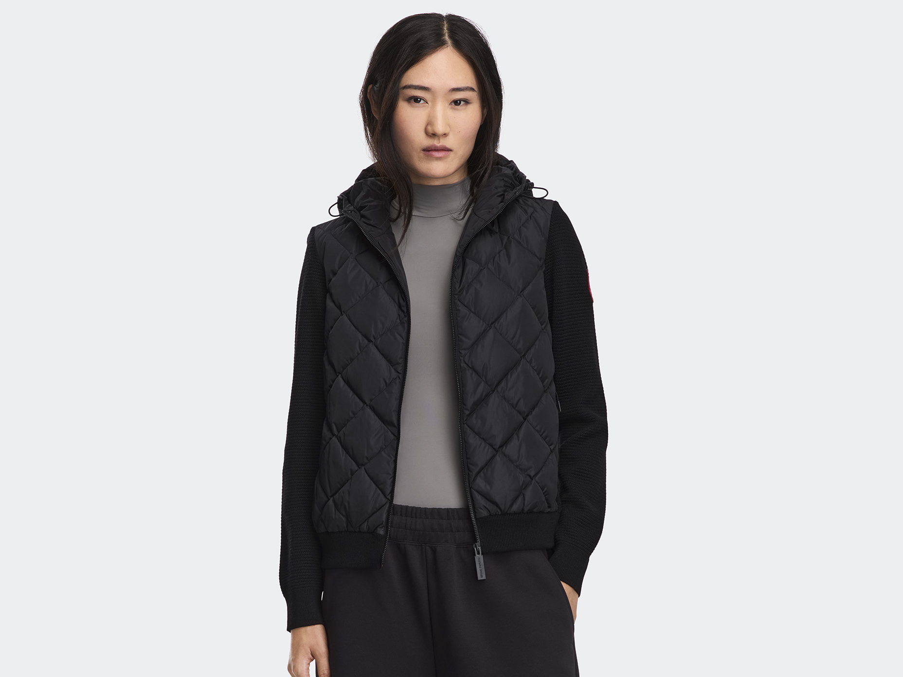 HyBridge® Quilted Knit Hoodie - Black
