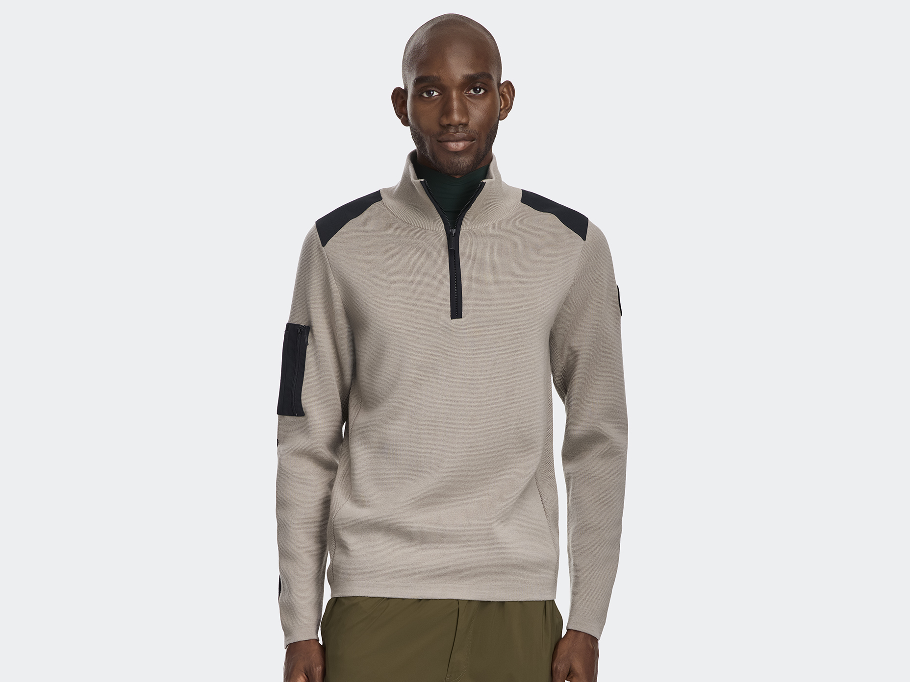 Stormont ¼ Zip Sweater Black Label - Limestone