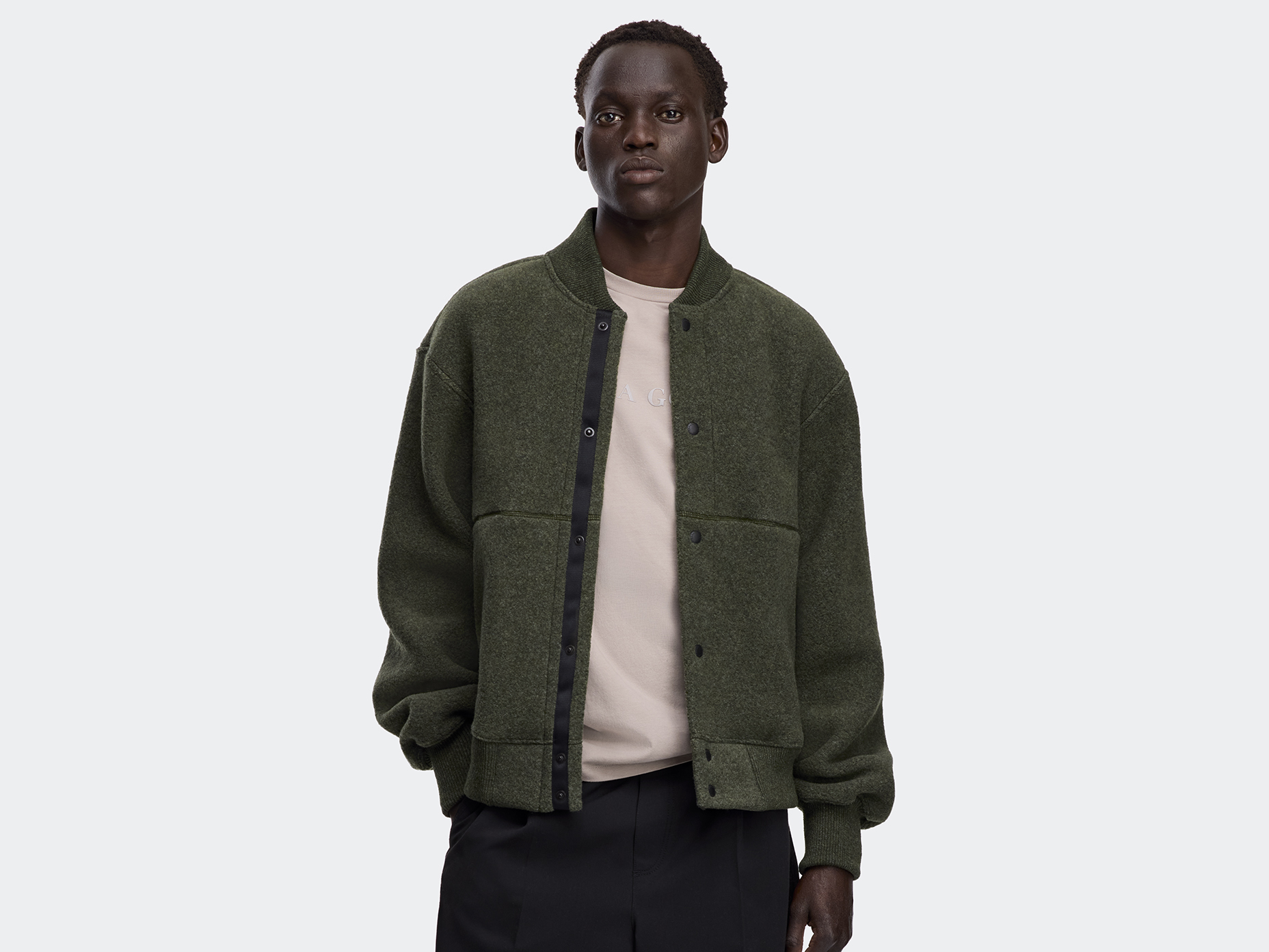 Hudson Fleece Bomber Black Label - Dark Sage