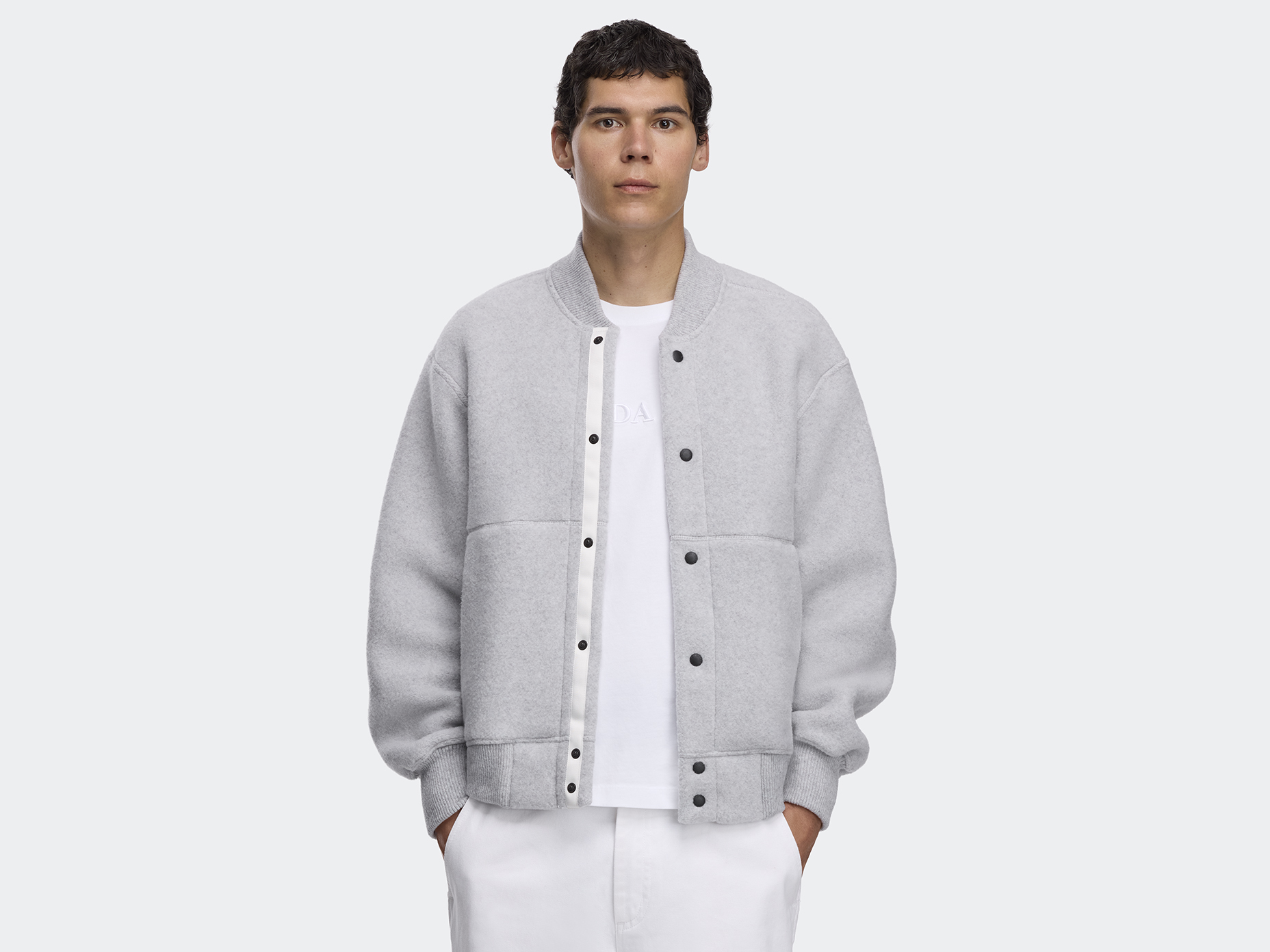 Hudson Fleece Bomber White Label - Silverbirch Heather