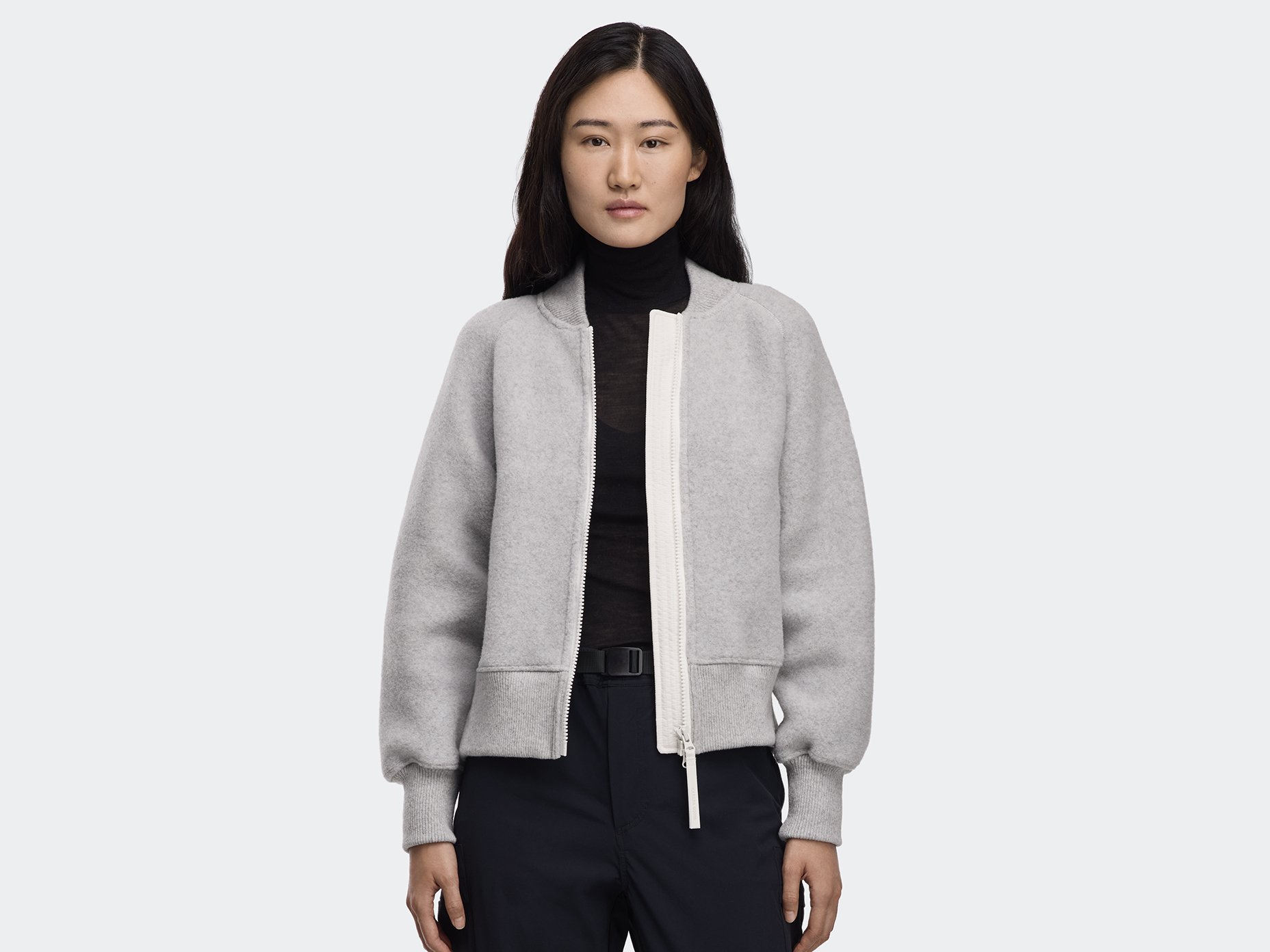 Sierra Fleece Bomber White Label - Silverbirch Heather