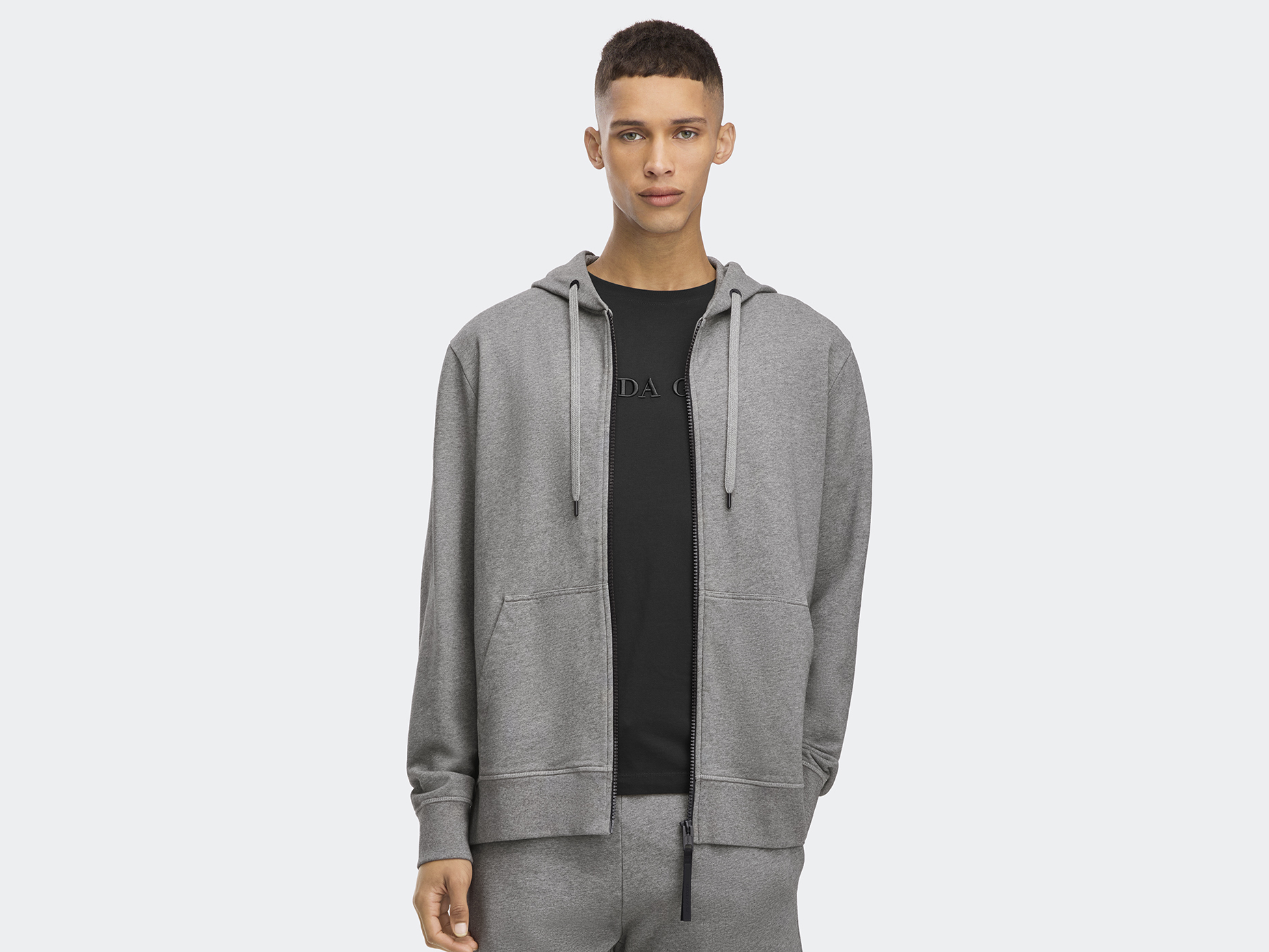 Huron Full Zip Hoodie Black Label - Stone Heather