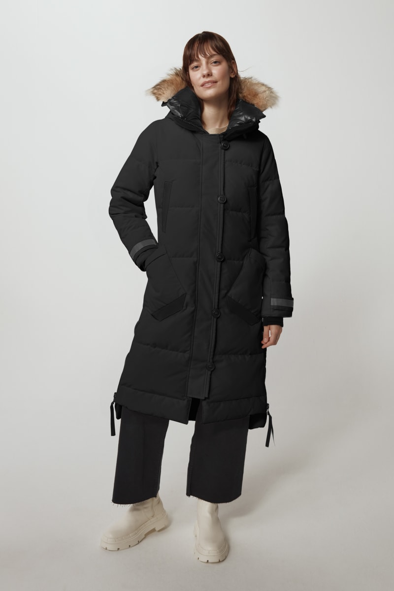 Canada goose black online label parka womens